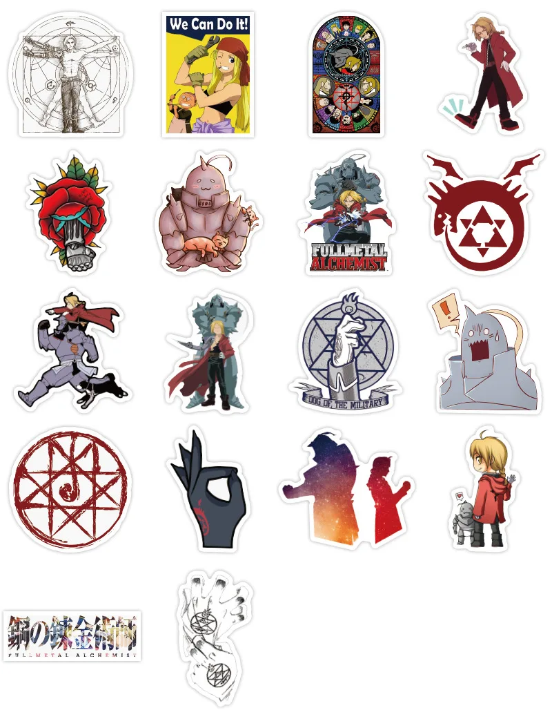 50 шт./компл. аниме Fullmetal Alchemist наклейки аксессуары для косплея реквизит ПВХ
