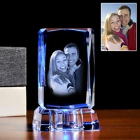 personalized square crystal photo frame with love custom picture glass cube save photos permanently for friend christmas gift