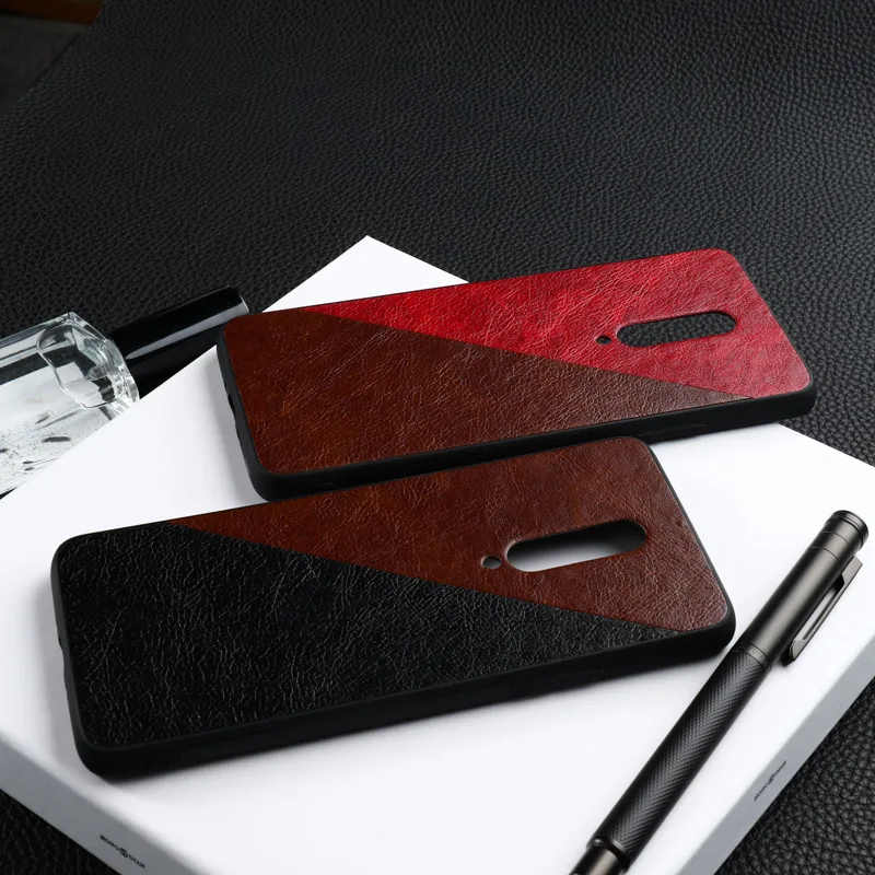 Splicing Color Skin Case For Oneplus 7 Pro Cases PC+TPU+PU Phone Cover 6T Bumper One Plus Back Coque Funda |