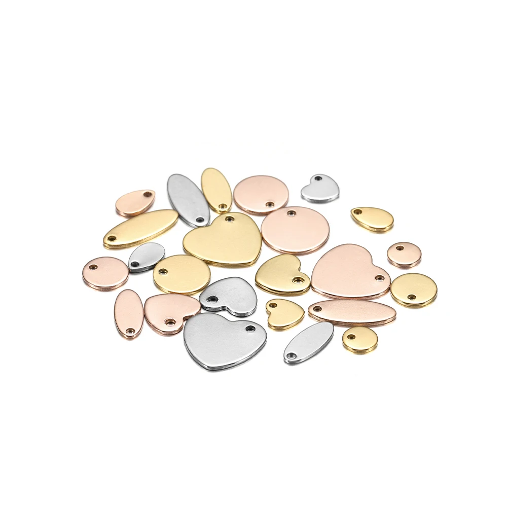 10-50pcs 6-30mm Stainless Steel Charms Round Dog Tag Pendant Stamping Blanks Pendants For Custom Necklaces DIY Jewelry Making