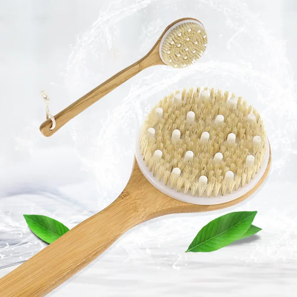 

Bath Brush Back Body Bath Shower Bristle Scrubber Brushes With Handle Exfoliating Scrub Skin Massager Exfoliation Bathroom Brush
