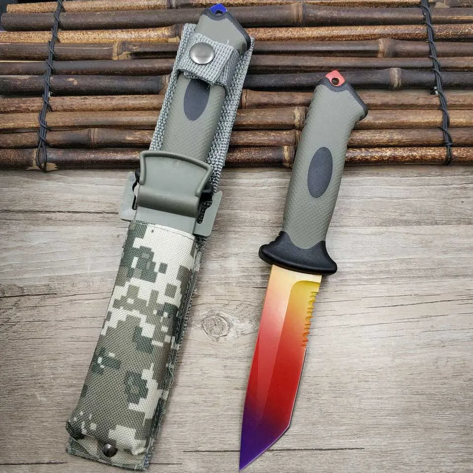 Integrated Handle Strike Tactical Sawtooth Fixed Blade Hunting Straight Camping Knife Stainless Steel CS GO Real Bear Knives | Инструменты