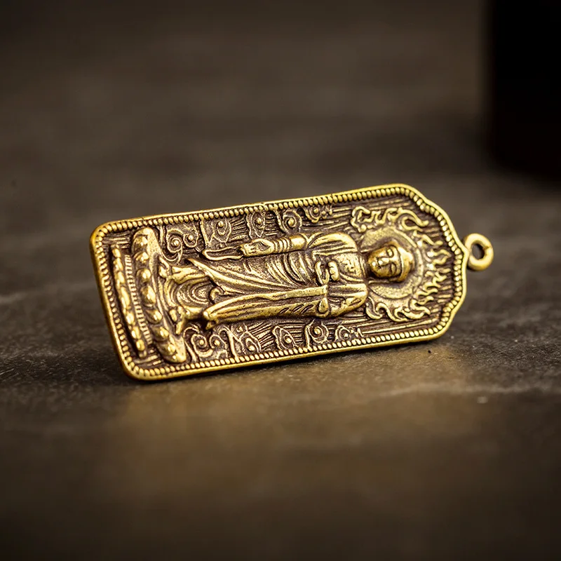 Винтажная латунная подвеска в виде буддистской мантры маленькая бронзовая бирка
