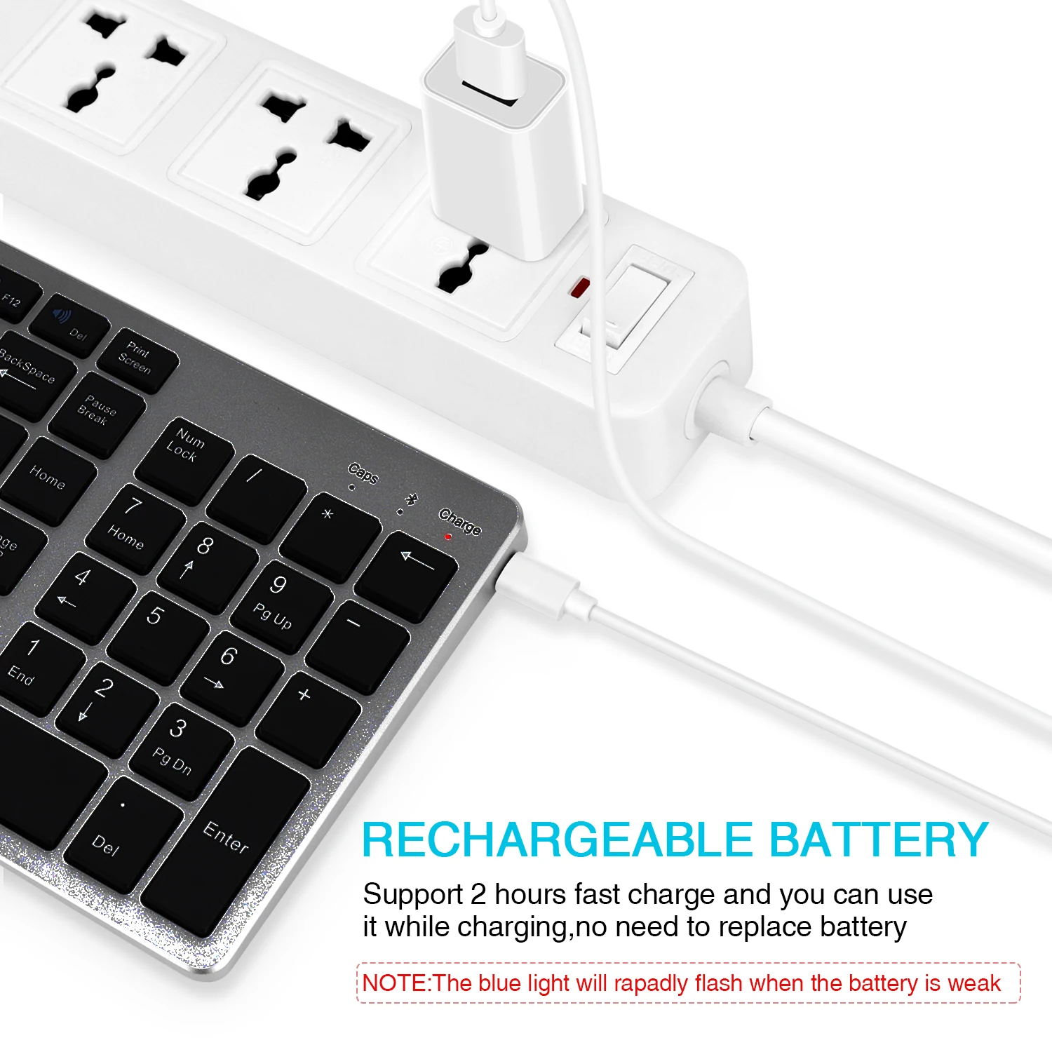 Zienstar Spanish Bluetooth Keyboard Rechargeable Wireless with Number Pad Full Size Design for Laptop PC Tablet Windows IOS | Компьютеры и