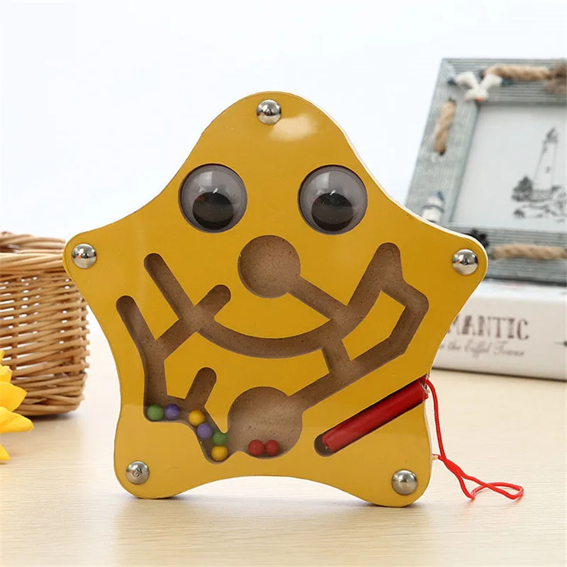 Горячая Распродажа дети магнитное перо лабиринт мяч игра деревянная головоломка