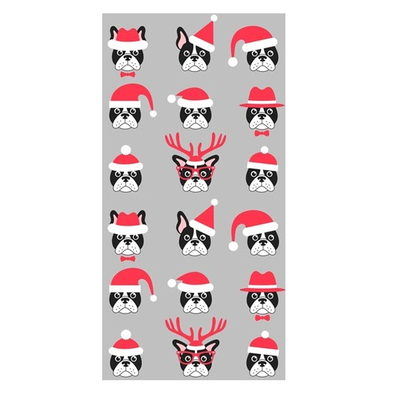 Забавное рождественское банное полотенце с Сантой и французскими бульдогами