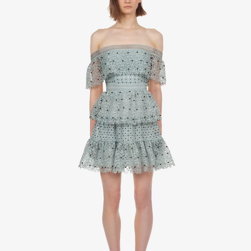 Дизайнерское платье для автопортретов 2019 летнее женское сексуальное кружевное с