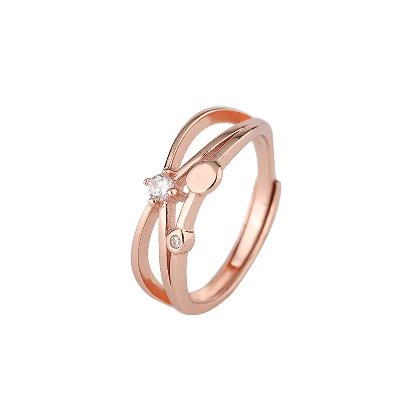 

Stainless Steel Ring Rose Gold Ring Gold Secretary The Same Style Index Finger Tail Ring Three-tier Ring