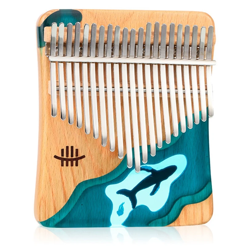 

Hluru Class B High-End Thumb Piano 21 Keys Kalimba Wooden Musical Instrument Solid Wood Deep-Sea Ocean Whale Dolphin