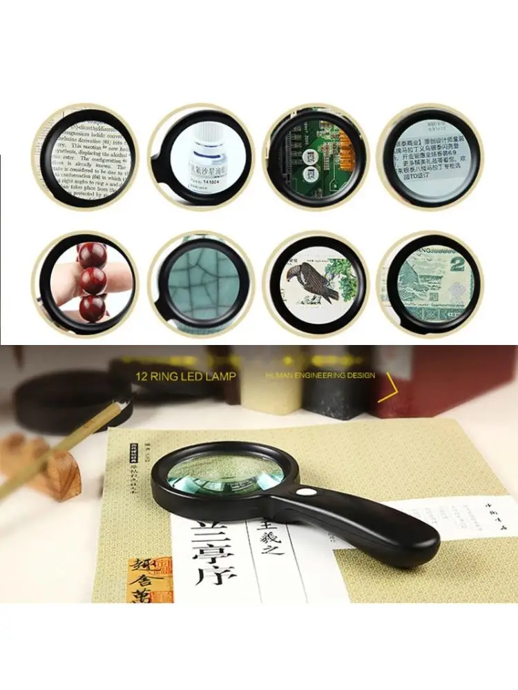 

Lighted Magnifying Glass-10X Hand held Large Reading Magnifying Glasses with