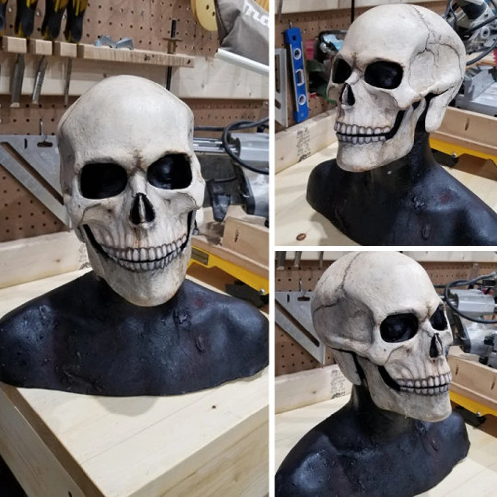 Mascarilla de cabeza completa con mand&iacute;bula m&oacute;vil para Halloween, m&aacute;scara de Calavera, decoraci&oacute;n de terror y Horror, Cosplay, fiesta, regalo, 2021-5