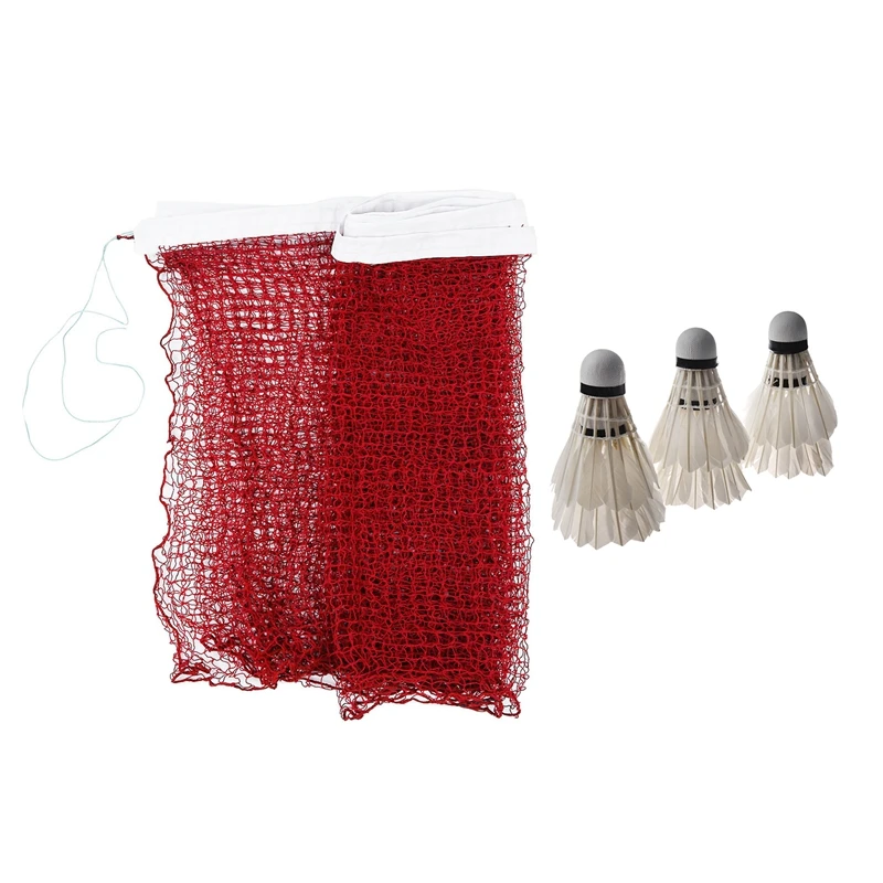 

7 Pcs Badminton Kit: 6 Pcs Feather Shuttlecocks Badminton & 1 Pcs Professional Training Standard Braided Badminton Net