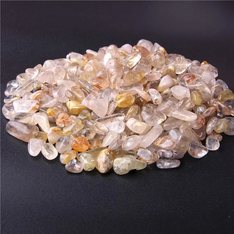 goldrutilatedquartz 20 г, 50 г, 100 г, бусины из натурального флюорита, фишки, нестандартные, непросверленные, каменная крошка, объемные, крошечные бусины из гравия, бусины для рукоделия, ювелирных изделий - Цвет: goldrutilatedquartz