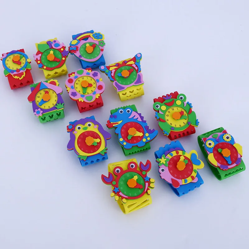 Children's Creative 3D EVA Foam Craft Handmade Sticker Early Education Diy Material Package Simulation Cute Cartoon Watch Toy | Игрушки и