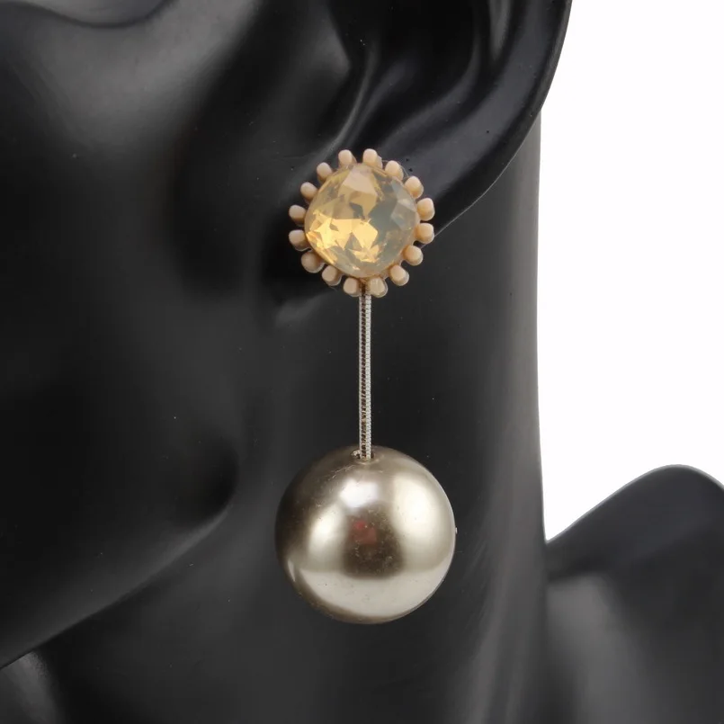 Висячие серьги Florosy с подвеской в виде хрустального шара имитацией жемчуга для