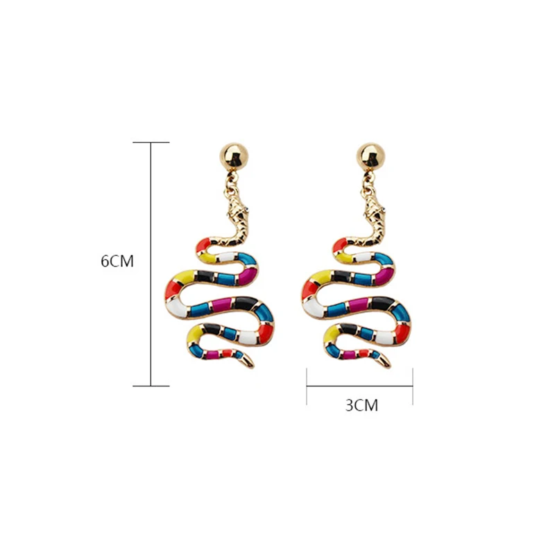 

Trendy Vintage Gold Snake Shape Dangle Earrings for Women Girl Retro Boho Colorful Drop Earrings Animals Earring Jewelry Bijoux