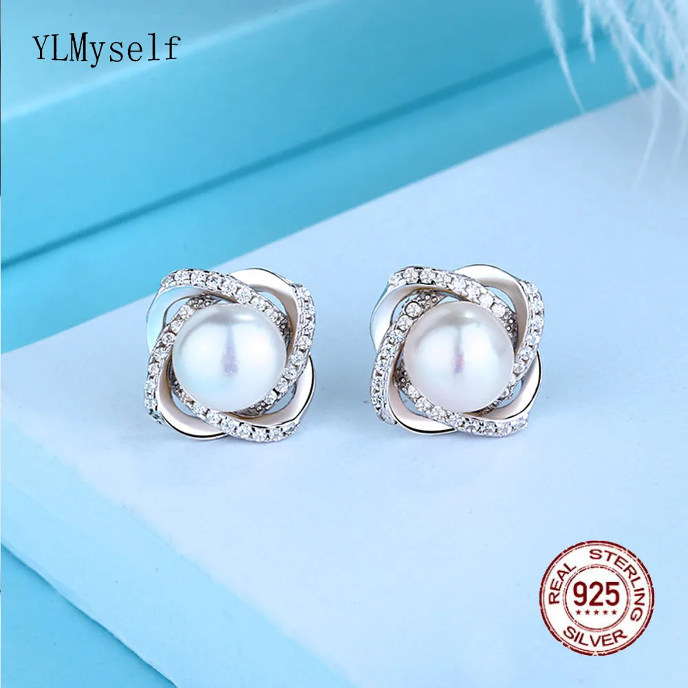 

Pure 925 Silver Earrings With 7mm Natural Freshwater Pearl Elegant Jewellery Fine Stud Earring