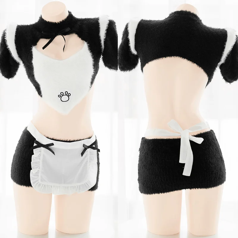 

Японский сексуальный наряд, костюм для ролевых игр для женщин, кавайное нижнее белье, японский сексуальный фартук, одежда горничной, Милая М...