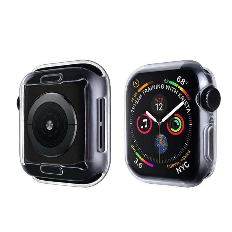 Transparent Чехол из ТПУ для apple watch case 4 5 44 мм/40 мм iWatch case 42 мм/38 мм мягкий протектор экрана apple watch 3 2 1 case 42 мм 38 мм - Цвет: Transparent