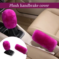 2pcs car handbrake grip cover gear shift knob cover handle plush sleeve high grade wool winter soft warm shift lever girlwomen