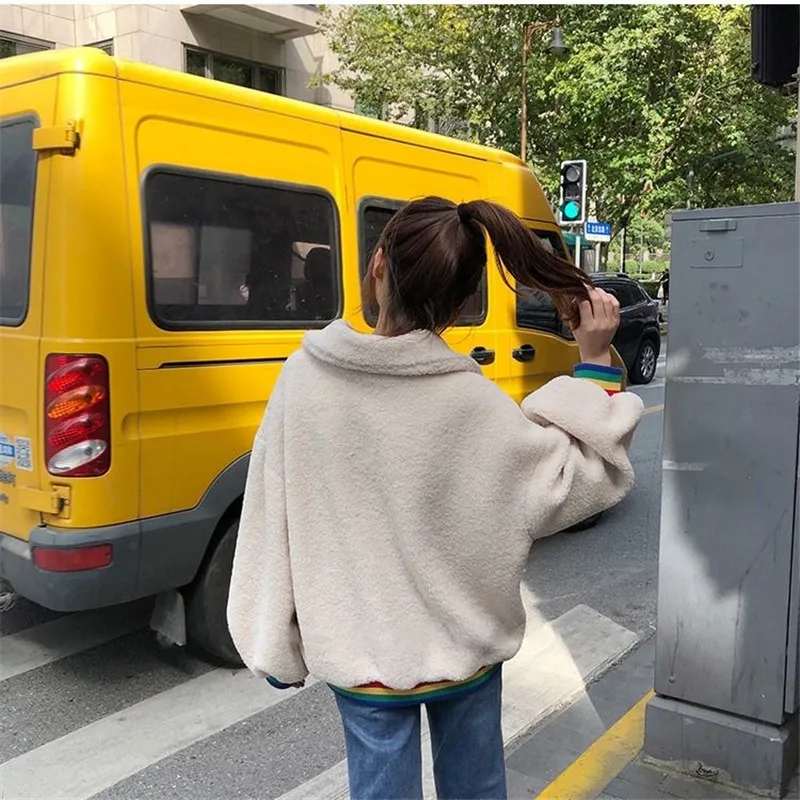 

Cute Rainbow Streetwear Casual Tops Sweatshirt Long Sleeve Loose Womens Autumn Oversized Girls Pullover Hoodies High Street Fall