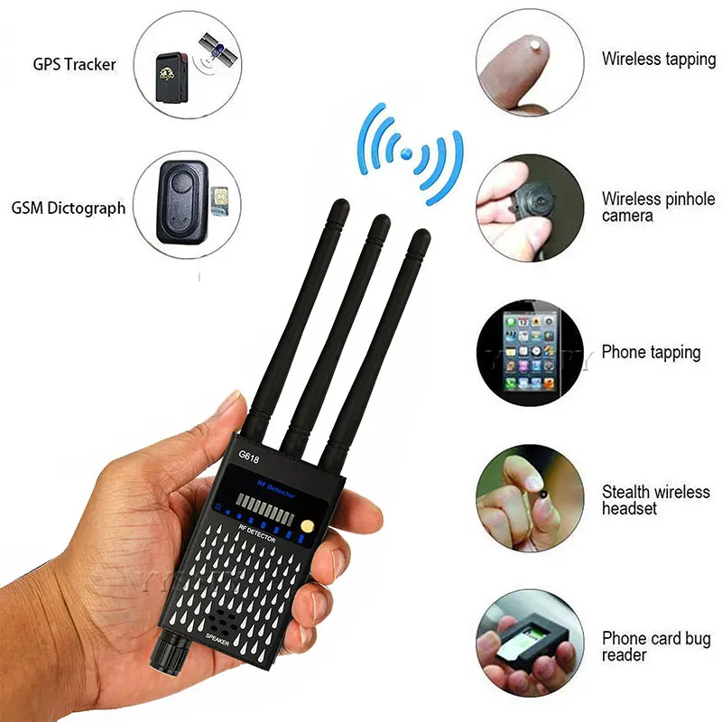 

GSM GPS Signal Wireless Detector Professional RF Micro Wave Sensor Anti-candid Cam Finder Tracker Security Alarm Sensing Device