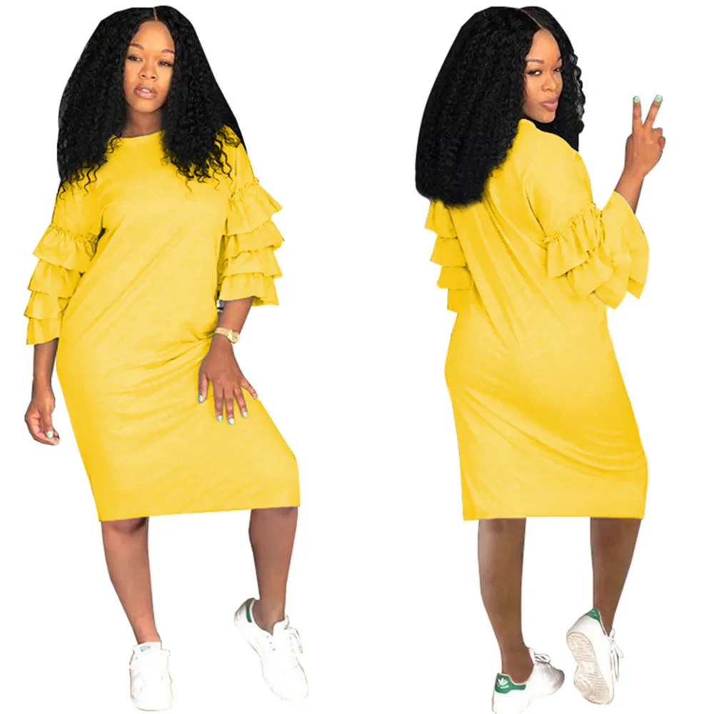 Женские весенние Свободные повседневные платья с рукавами 2020 модное платье