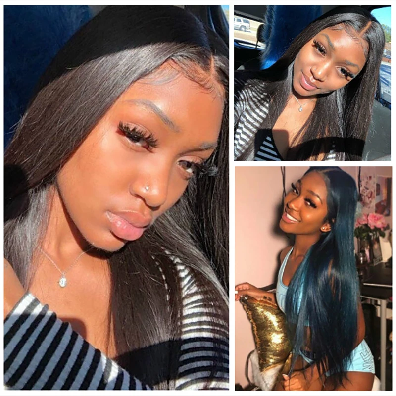 Прямые пряди из натуральных волос с сапфиром 3 закрытием бразильские плетением