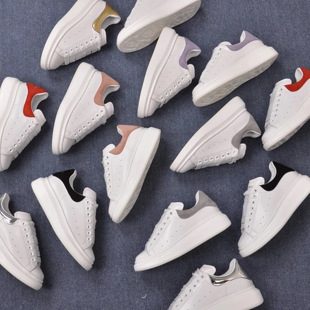 Женские кроссовки из натуральной кожи на шнуровке новые модные удобные белые