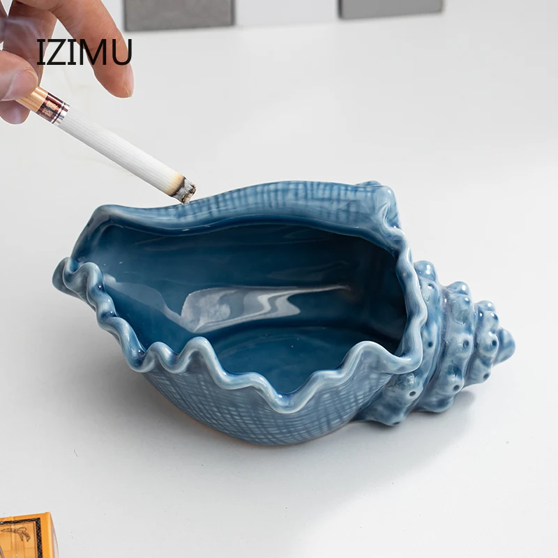 

NEW YEANEW Ashtray Creative conch shell Ceramic Ashtray for Car Ornament Home Furnishing Decoration Boyfriend Wedding Gift