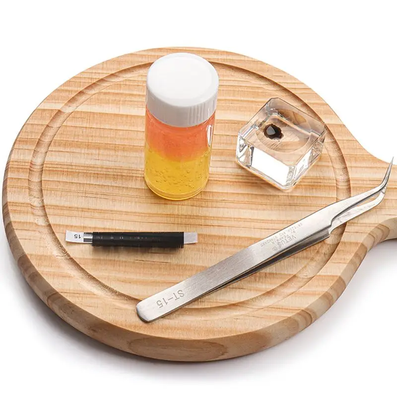 

15/30ml Eyelashes Extension Tweezers Glue Remover Cleaner with Sponge Ball