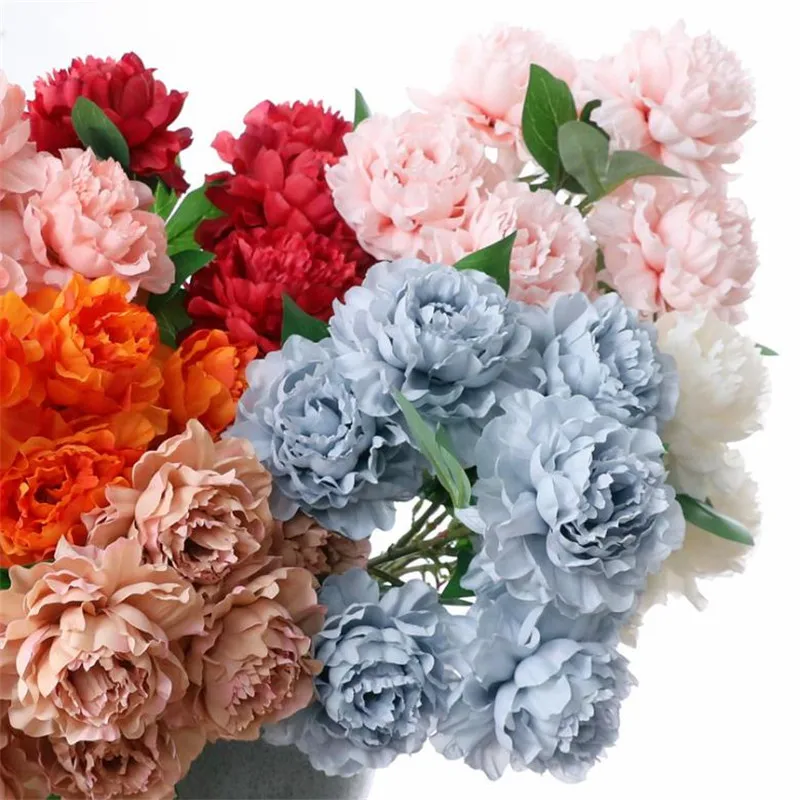 7 шт. поддельные Европейский Пион (7 головок/связка) 18 9 &quotмоделирование круглый