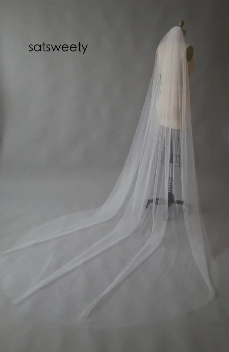 Высокое качество простой часовня фаты 1 слоя с расческой белый/слоновая кость