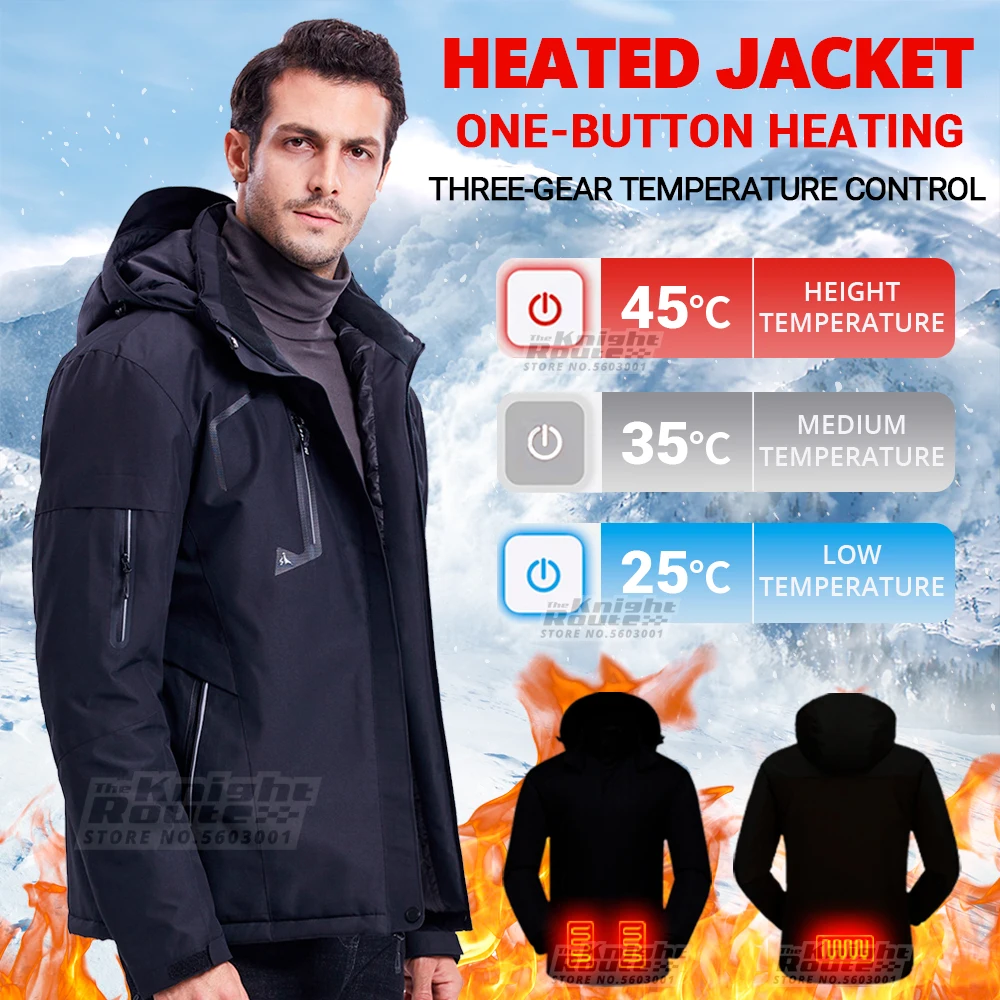 

3 Areas Heated Jacket USB Heated Vest Men's Women's Snowboard Outerwear Windproof Warm Equipment Winter Skating Ski Clothing