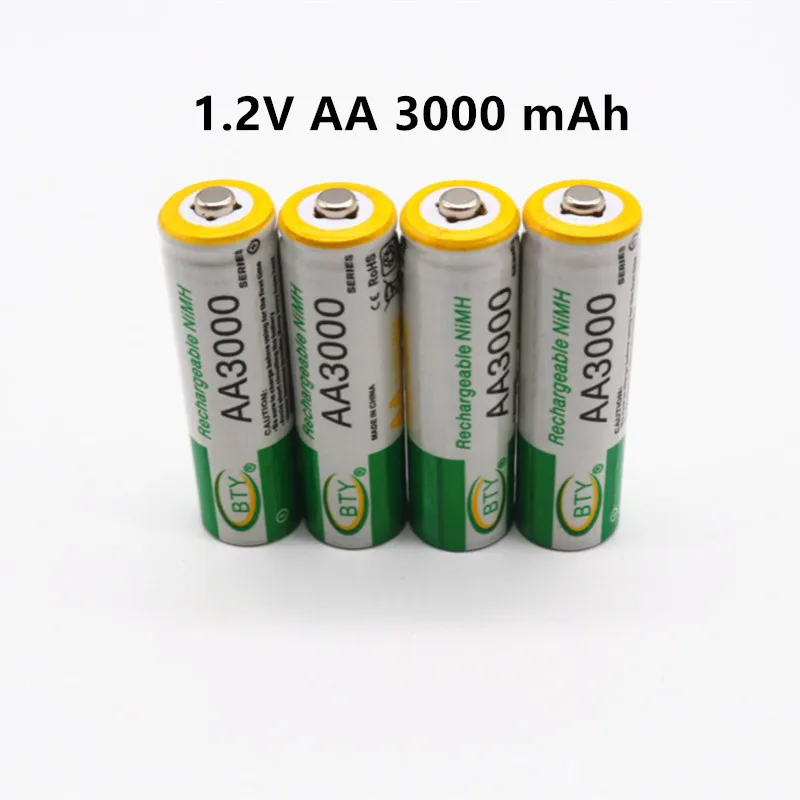

100% New AA 3000mAh 1.2 V Rechargeable Battery NI-MH 1.2V batteries Rechargeable 2A Battery