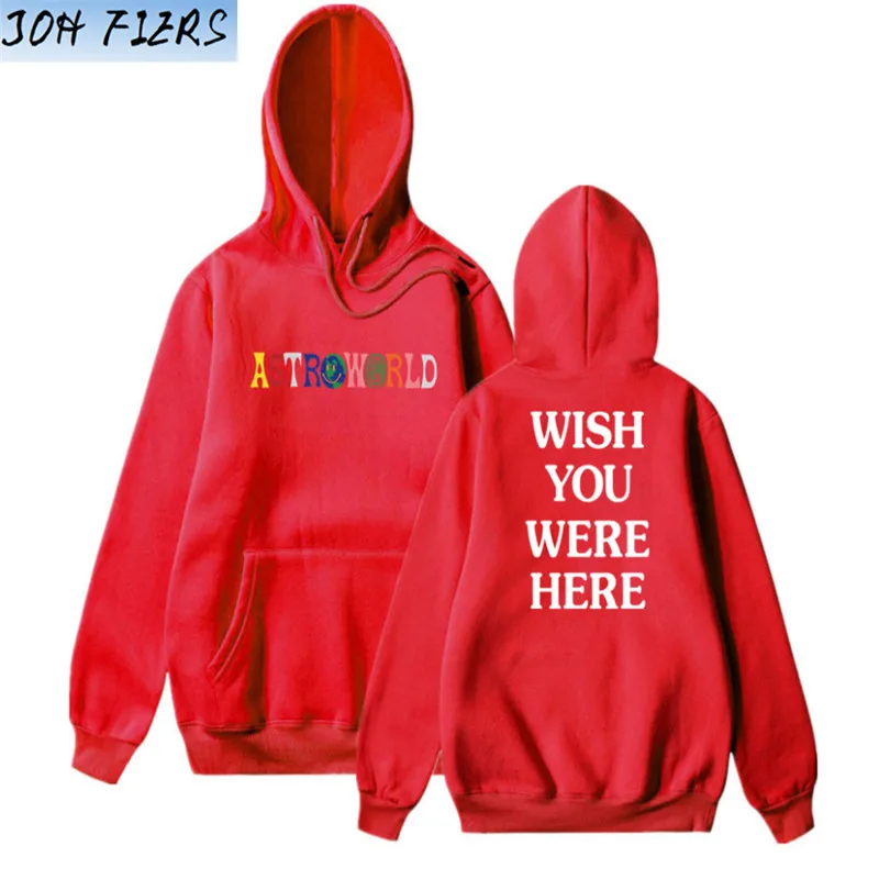 Новые толстовки с капюшоном с надписью «TRAVIS SCOTT ASTROWORLD WISH YOU WAS HERE», модная толстовка с капюшоном с надписью «ASTROWORLD», уличная одежда для мужчин и женщин, пуловер, толстовка - Цвет: red