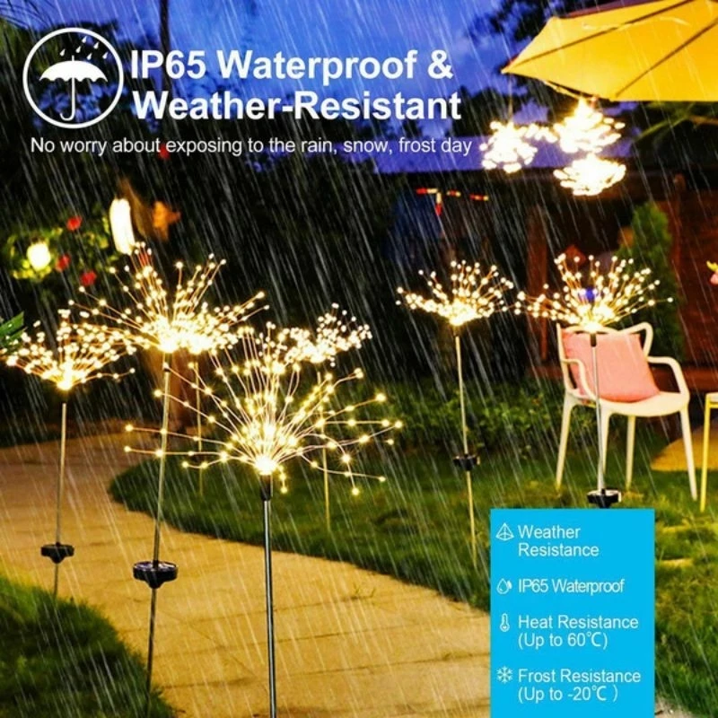 

Solar Firework Lights Outdoor Waterproof DIY Shine String 90 /120/150/200 LED for Garden Lawn Landscape Holiday Christmas Lights