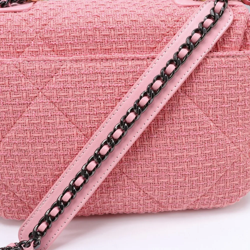 

Pink cloth Luxury Genuine leather Shoulder Bags for Women Top Designer Caviar Handbag Quilted Flap Square bag sheepskin bag