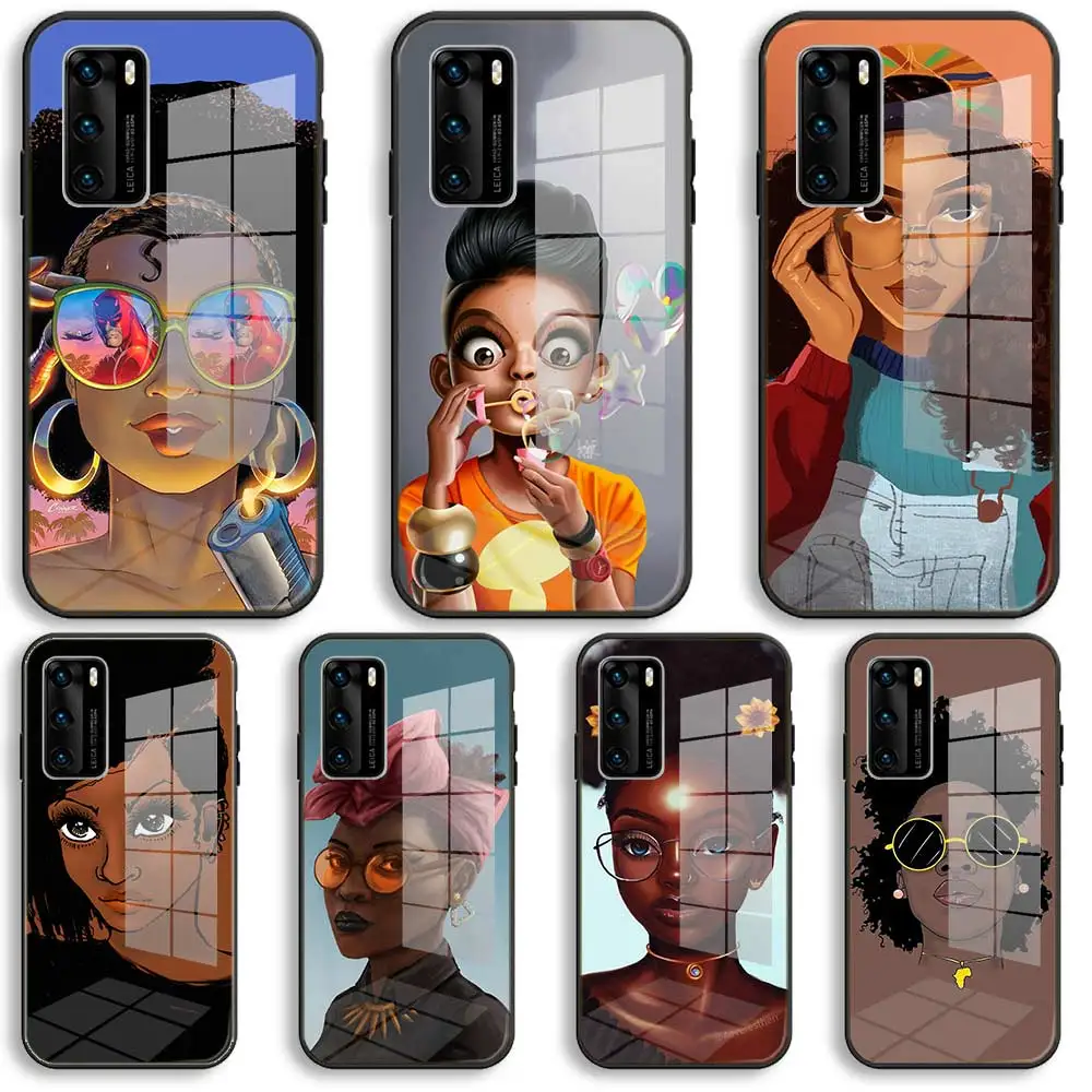 tough african american woman Cases Soft Glass For Samsung S23 S22 S21 S20 S11 Ultra S10 S9 Plus Lite 5G TPU Balck Cover