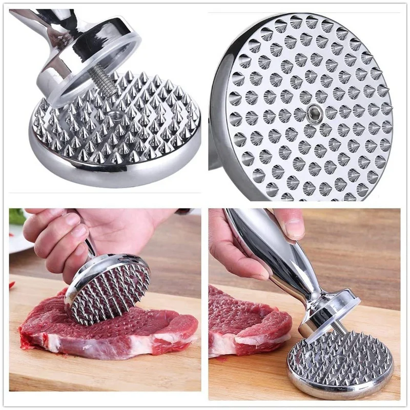

Dual Sided Meat Tenderizer,Marinating Prep Tool,Manual Hammer Mallet Tool for Steak,Reversible Stainless Steel Base