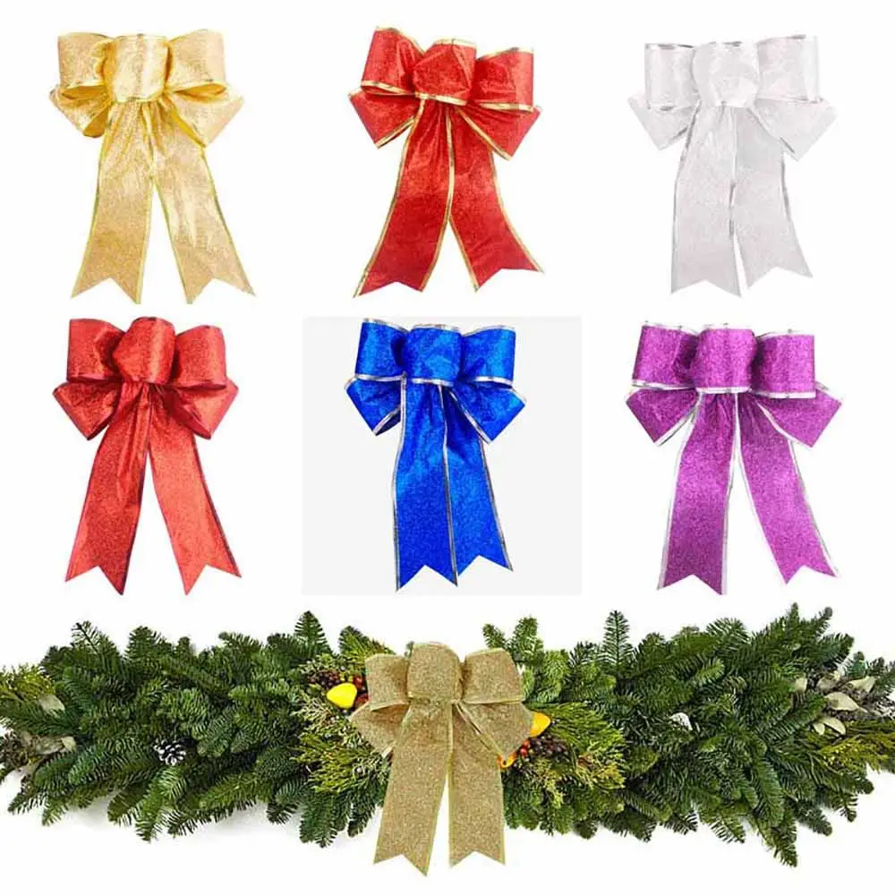 

Банты с большим бантом для елки, украшения из красного хлопка и льна, венок на окно, праздник на Рождество, 1 шт., 20 х25 см