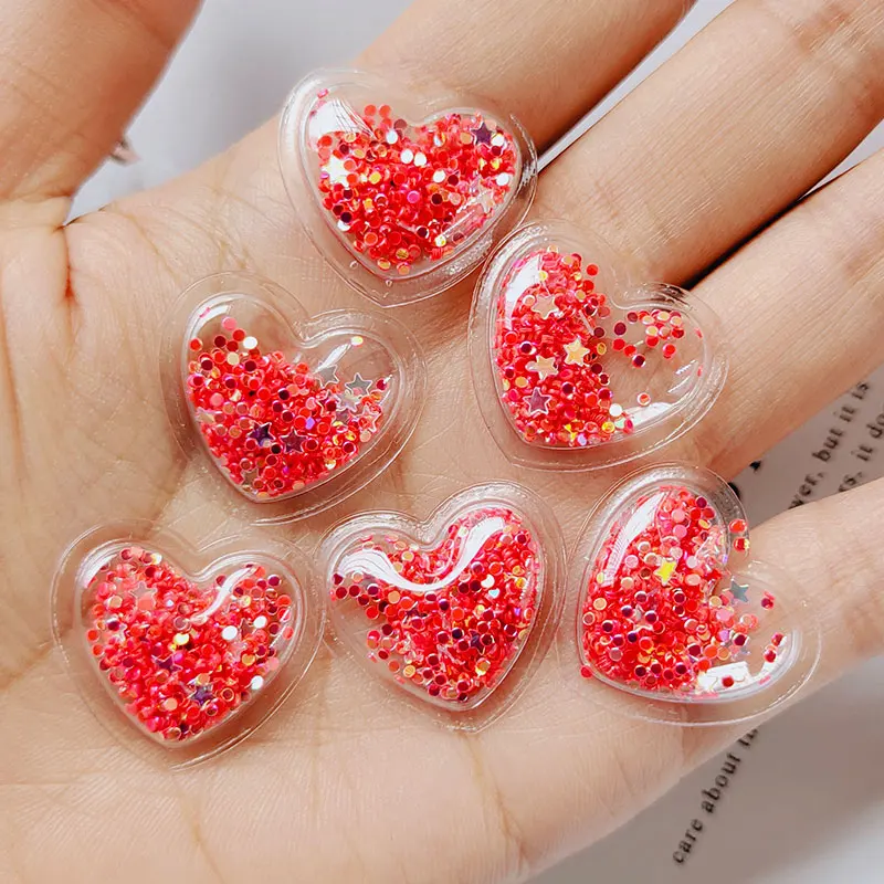 50 шт. DIY kawaii с плоской задней частью смолы блестящих в форме сердца Новое