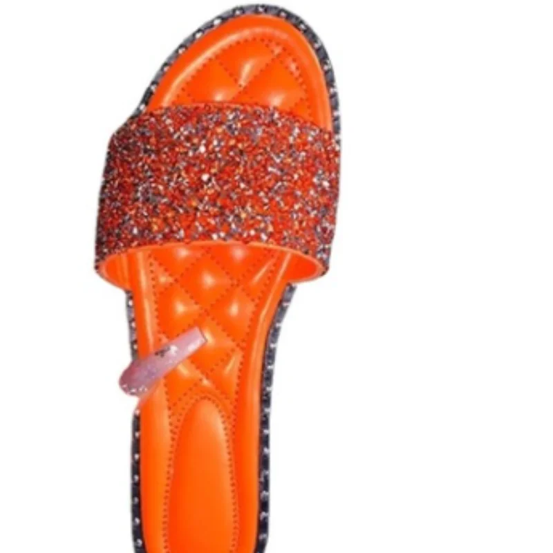 

Women Crystal Slippers Ladies Flats Female Fashion Outdoor Beach Shoes Female Footwear Women Summer Slides Plus Size 2021