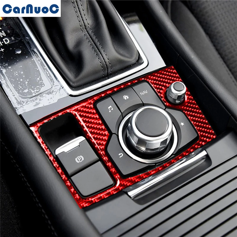 

For Mazda 3 Axela 2017 2018 Car Carbon Fiber Central Control Multimedia Panel Trim Carbon Fiber Sticker Styling Accessories