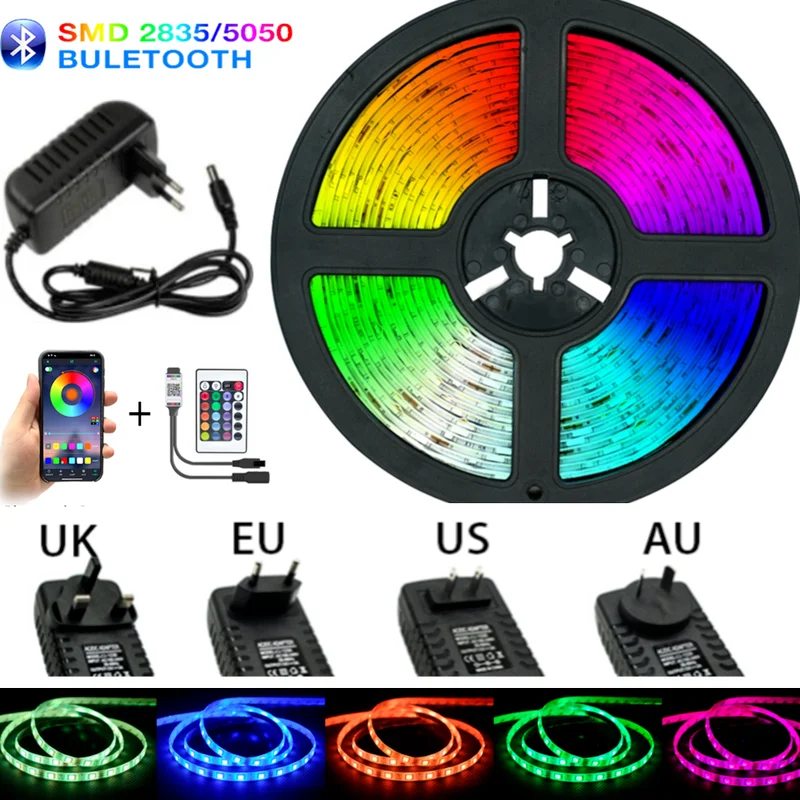 

LED Strip Lights 10M 15M 20M Bluetooth WIFI Control+Adapter DC12V 5050 RGB 2835 LED Flexible Ribbon Waterproof Tape Neon lights