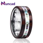 Мужское кольцо с гравировкой NUNCAD, 8 мм, черное дерево, натуральное волокно, Вольфрамовая сталь, обручальное кольцо, подарок бойфренда
