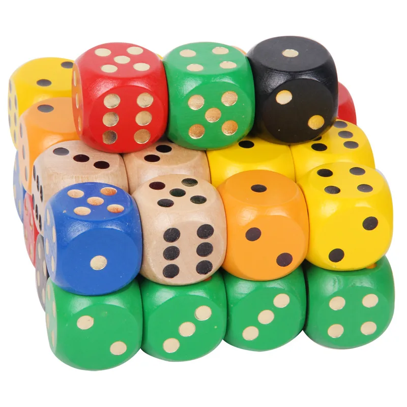 

1Pcs Hot Selling 30mm Wooden Dice Sieve Various Patterns and Colors Game Dice