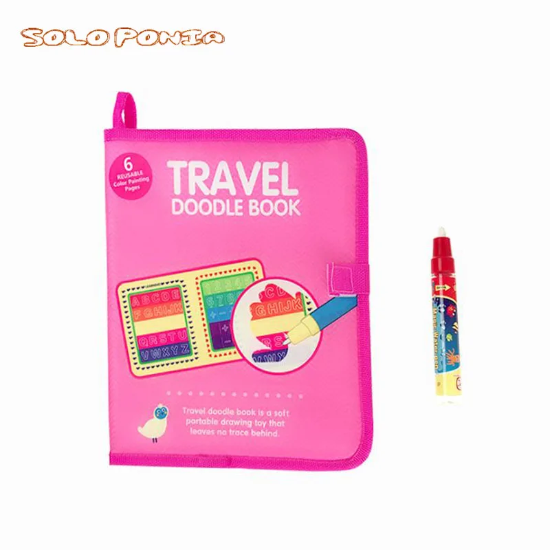 

24*22cm Magic Travel Doodle Book Portable Water Drawing Book Reusable Painting Coloring Board Educational Toys for Kids 4912