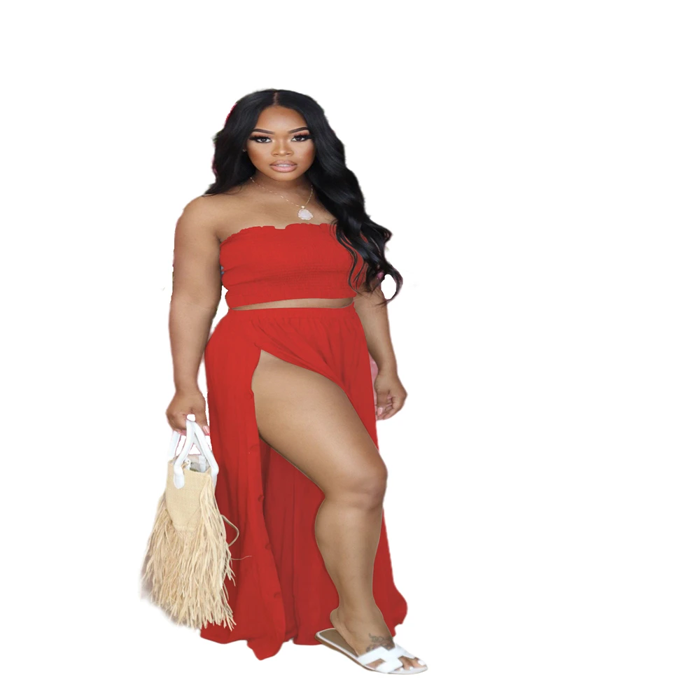 

Hn002 European and American summer goods source eBay burst bra pleated women's fashion leisure dress two piece suit wholesale
