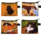 Кошелек для мелочи с мультяшным котом, Женский кошелек, мини-держатель для карт, кошелек на молнии, женская сумка, кошелек для девочек